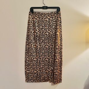 Sequin leopard midi skirt